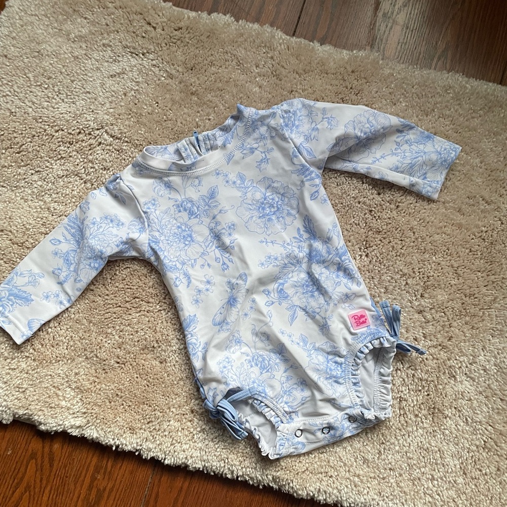 Ruffle butts butterfly floral baby swimsuit